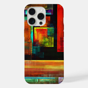 Coque iPhone 15 Pro Max Carrés colorés Motif d'art Abstrait moderne #04