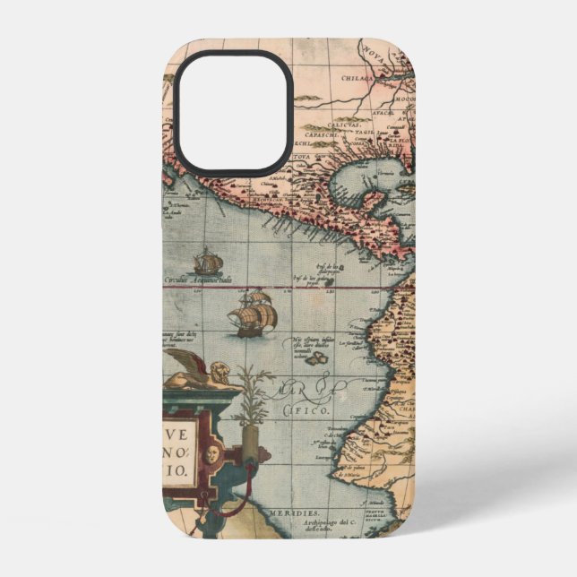 Coque iPhone Carte ancienne de l'Amérique du Nord (Verso)