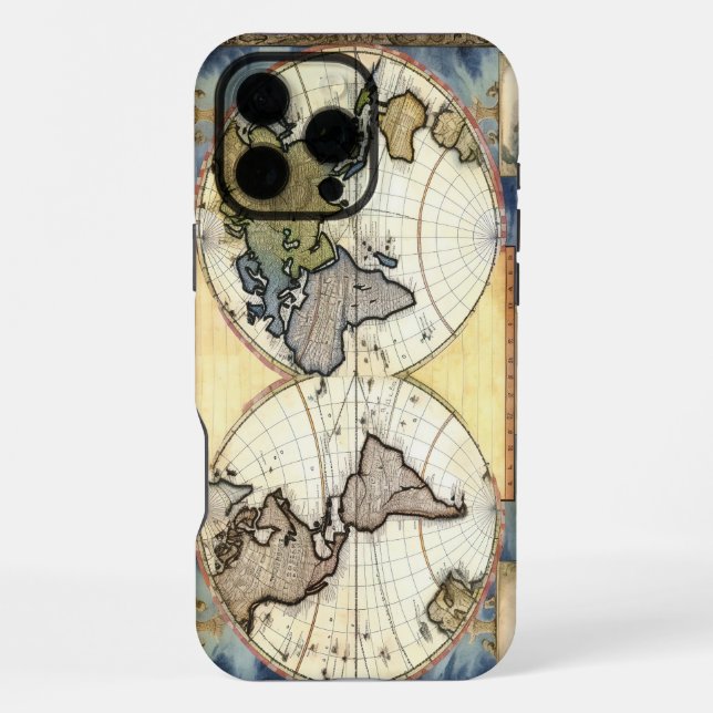 Coque iPhone Carte ancienne du monde (Verso)