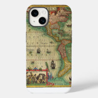 Carte antique du monde des Amériques par Hondius
