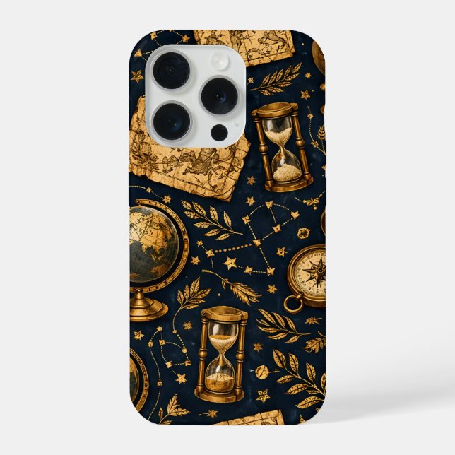 Coque iPhone Carte céleste vintage et motif d'astronomie (Verso)