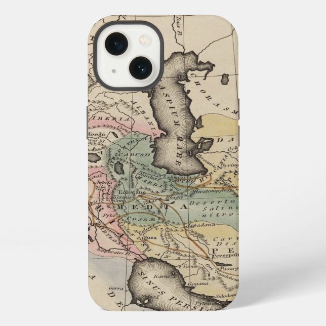 Coque iPhone Carte d'atlas de l'Asie (Verso)