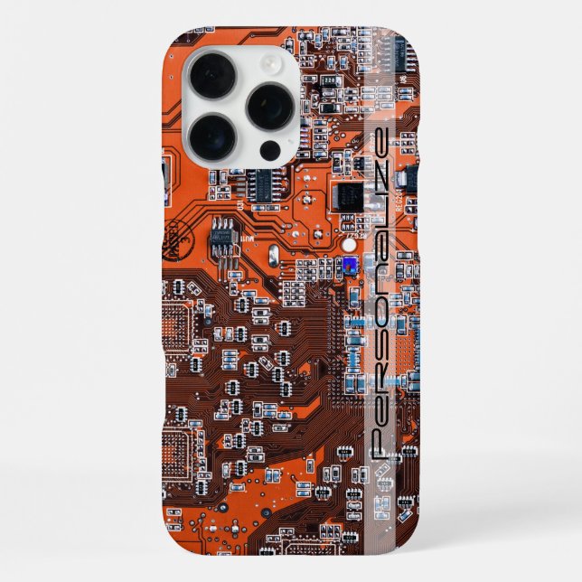 Coque iPhone Carte de circuit imprimé orange personnalisée pour (Verso)