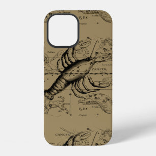 Coque iPhone 12 Carte de constellation du Cancer vintage Hevelius