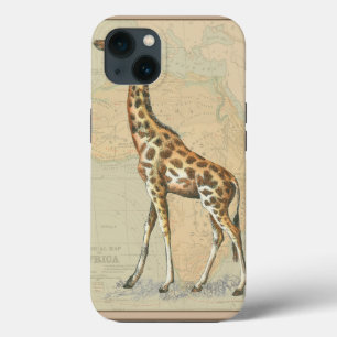 Etui iPhone 13 Carte de l'Afrique et une girafe