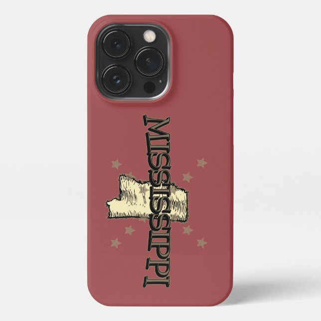 Coque iPhone Carte de l'État du Mississippi (Verso)