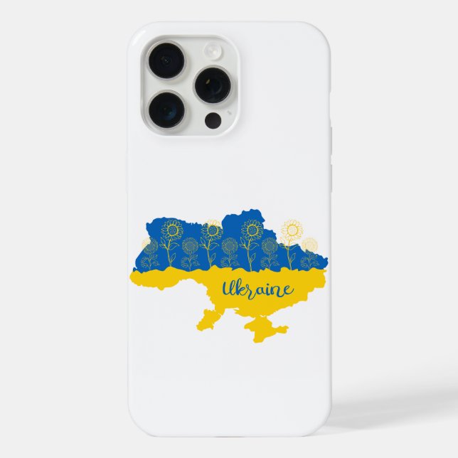 Coque iPhone Carte de l'Ukraine avec tournesol et drapeau ukrai (Verso)
