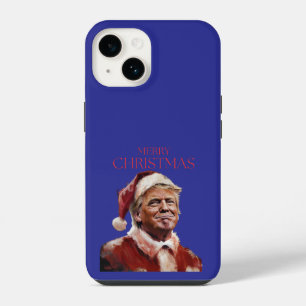 Coque Pour iPhone 14 Carte de Noël drôle de Trump en Père Noël