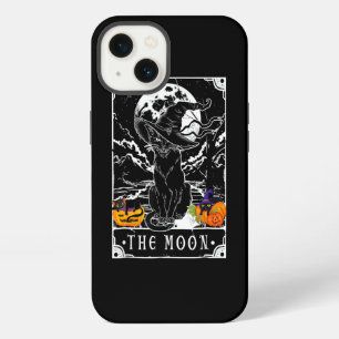 Etui iPhone 13 Carte de tarot Lune croissante et chapeau de sorci