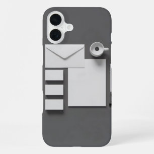 Coque iPhone 16 Plus Carte de visite enveloppe lettre et fond gris