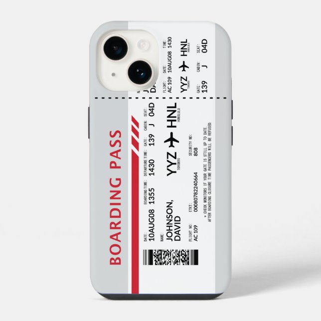 Coque iPhone Carte d'embarquement - Gris (Verso)
