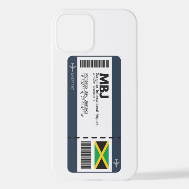 Coque iPhone Carte d'embarquement MBJ Jamaïque - billet d'aérop (Verso)