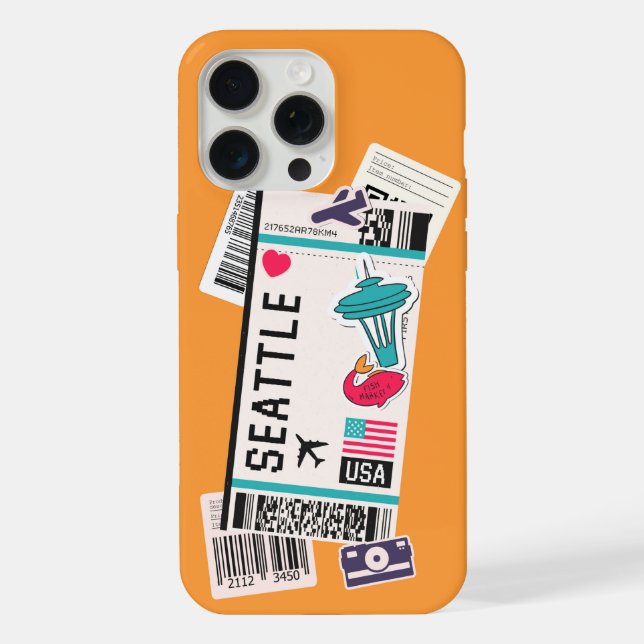 COQUE iPhone CARTE D'EMBARQUEMENT SEATTLE ÉTATS-UNIS (Verso)