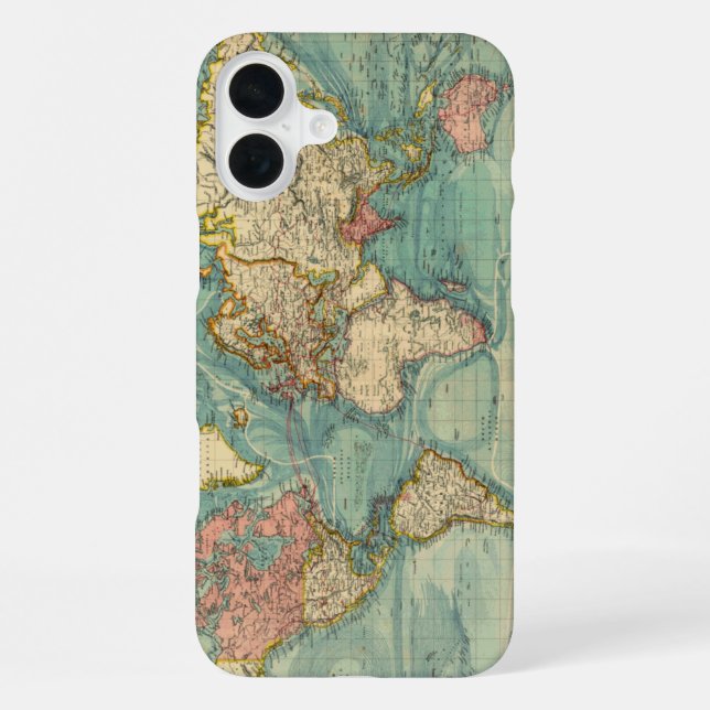 Coque iPhone Carte du monde vintage (Verso)