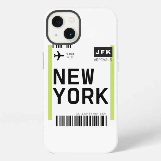 Coque iPhone Carte Mini Boarding Pass New York (Verso)