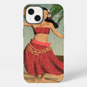 Etui iPhone 13 Carte postale ancienne de Hula Girl Hawaïenne en d