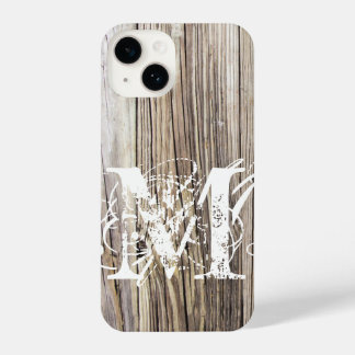 Coque Pour iPhone 14 Cartes en bois rustique avec Monogramme Chic Shabb