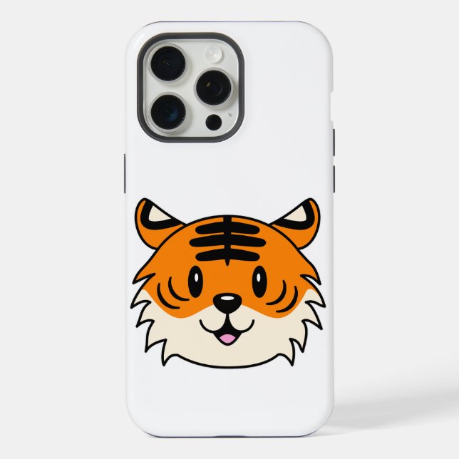 Coque iPhone Carton doux et souriant tigre (Verso)