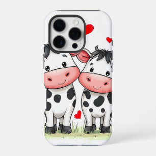 Coque iPhone 16 Pro Cartoon Cow Couple Love