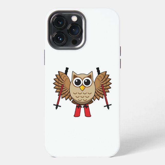 Coque iPhone Cartoon de ski de Chouette (Verso)