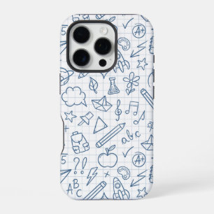 Coque iPhone 16 Pro Cas de téléphone de l'enseignant Doodles de l'écol