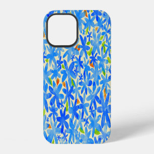 Coque iPhone 12 Cascade Floral : motif sans couture de fleurs bleu