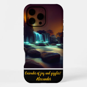 Coque iPhone 16 Pro Max Cascade sous la lumière de la lune la nuit