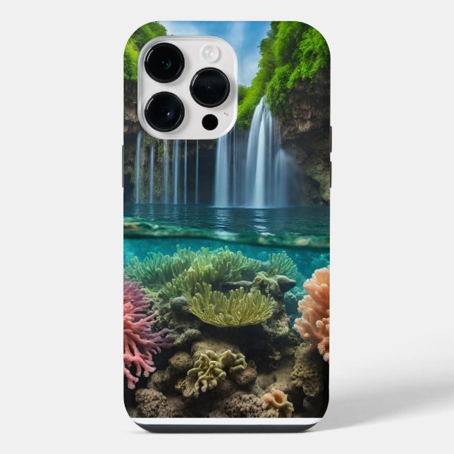 Coque iPhone Cascade tropicale colorée (Verso)