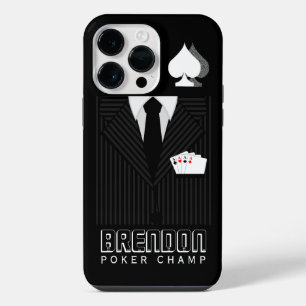 Coque Pour Pour iPhone 14 Pro Max Casino de poker Champ noir et gris Pinstripe