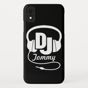 Coque iphone casque de nom DJ noir et blanc