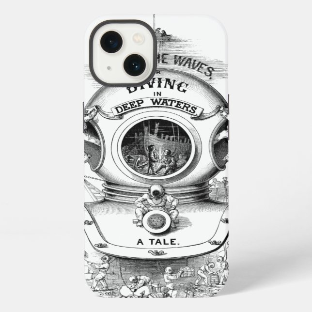 Coque iPhone Casque de plongée antique nautique (Verso)