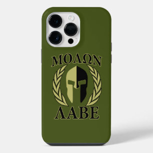 Coque Pour Pour iPhone 14 Pro Max Casque de Spartan Molon Labe Laurier
