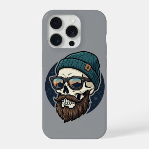 Coque iPhone 15 Pro Casquette crâne hipster.