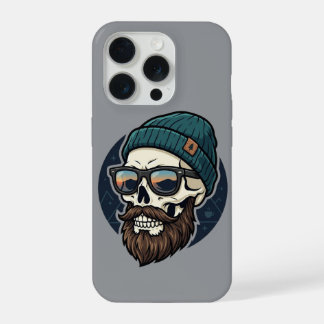 Coque iPhone 15 Pro Casquette crâne hipster.