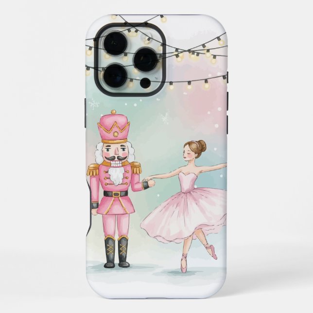 Coque iPhone Casse-Noisette Rose & Ballerine Noël  (Verso)