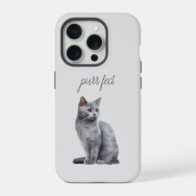 Coque iPhone Cat gris Purr (Verso)