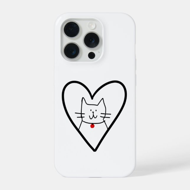 Coque iPhone Cat in Heart Doodle  (Verso)