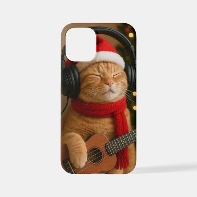 Coque iPhone Cat iPhone 12 Mini Case Playing Christmas Music (Verso)