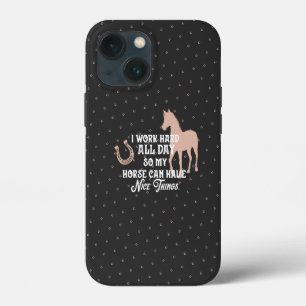 Etui iPhone 13 Mini Cavalier drôle "Je travaille dur toute la journée"