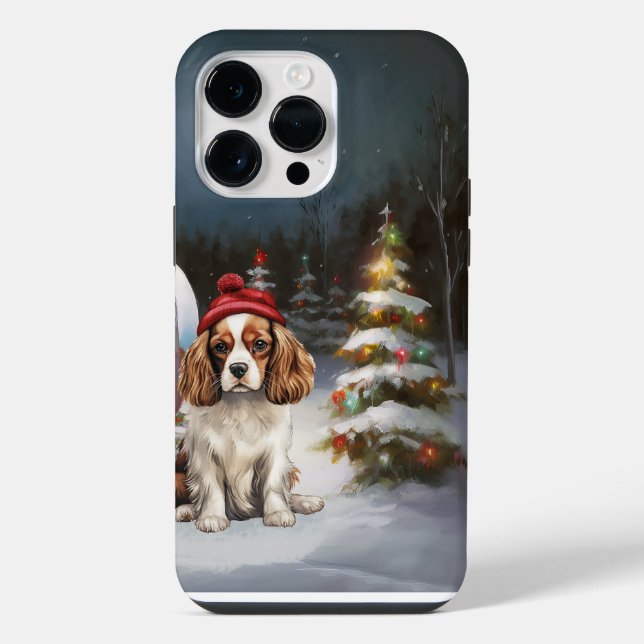 Coque iPhone Cavalier King Charles Spaniel Caravane Noël (Verso)