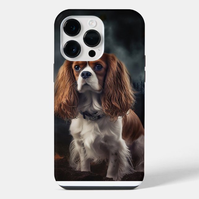 Coque iPhone Cavalier King Charles Spaniel Halloween Effrayant (Verso)