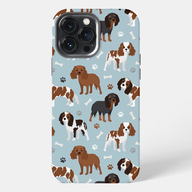 Coque iPhone Cavalier King Charles Spaniel Paws and Bones (Verso)