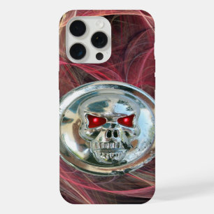 Coque iPhone 15 Pro Max CAVALIERS DE CRÂNE Rose Métal Gris Tourbillons Fra