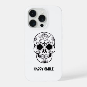 Coque iPhone 15 Pro Ce design de crâne avec sourire heureux