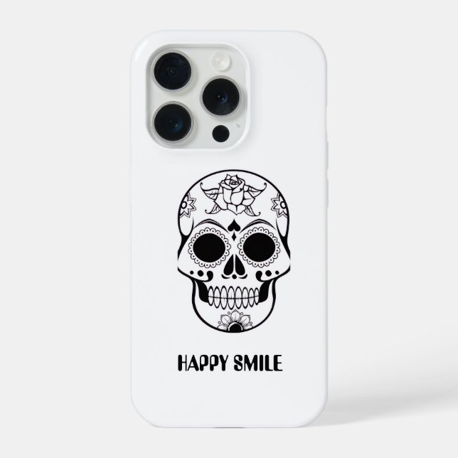 Coque iPhone Ce design de crâne avec sourire heureux  (Verso)