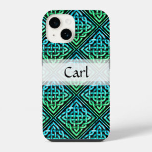 Coque Pour iPhone 14 Ceinture celtique personnalisée - bleu vert noir