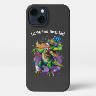 Etui iPhone 13 Célébrez Mardi Gras avec Dancing T Rex Dinosaur