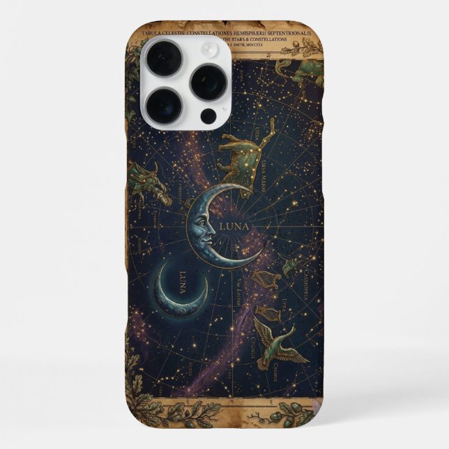 Coque iPhone Céleste Astro Luna Lune Constellation Vintage (Verso)