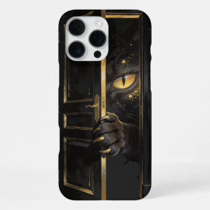 Coque iPhone 16 Pro Max Celestial Black Cat Golden Eyes Mystical 