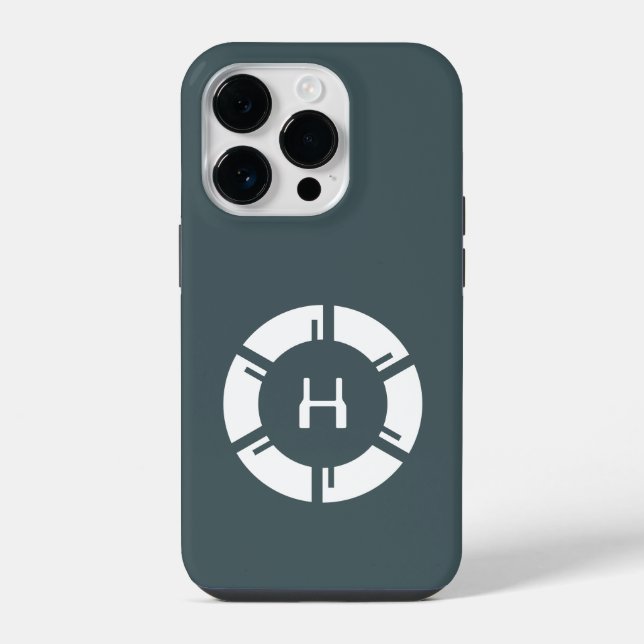 Coque iPhone Cercle Futuriste Avec Monogramme Sci-Fi Gris (Verso)
